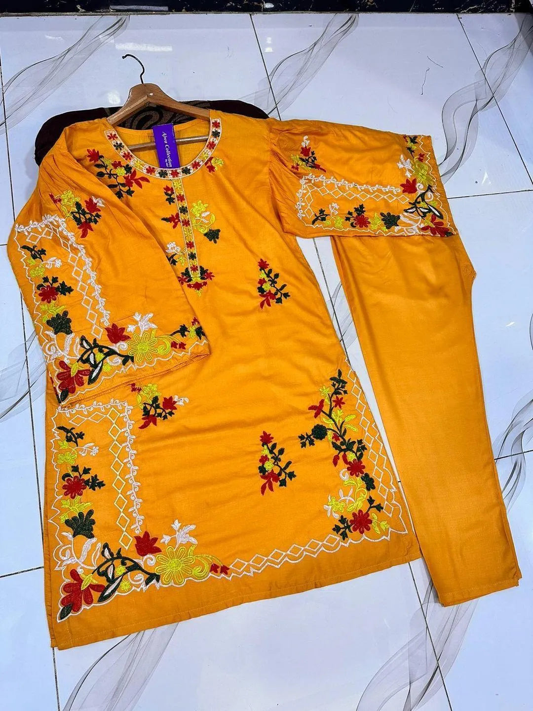 Women's Stitched Linen Embroidered Co-Ord Set