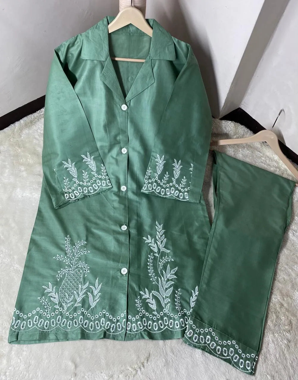 Women's Stitched Cotton Shirt And Trouser