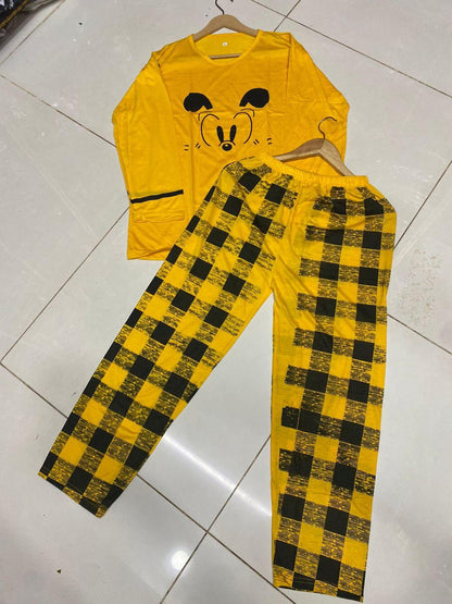 Women's Stitched Cotton Jersey Printed Night Suit