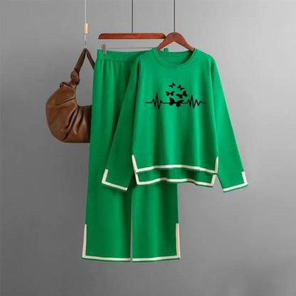 Green Printed Fleece Tracksuit