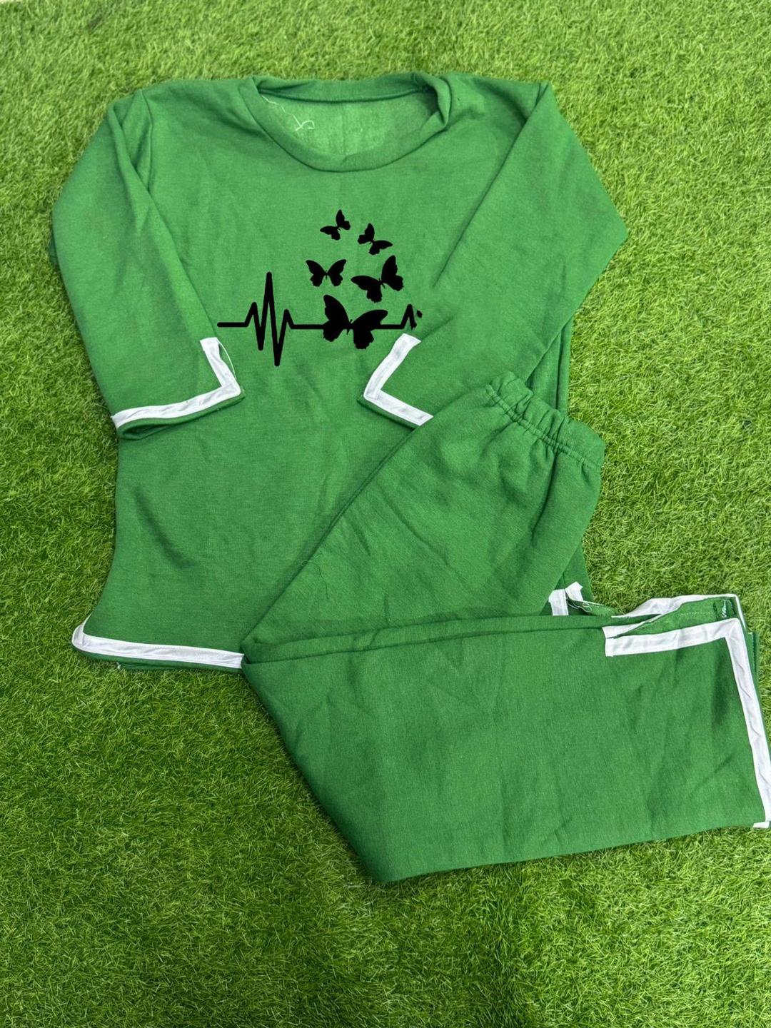 Green Printed Fleece Tracksuit