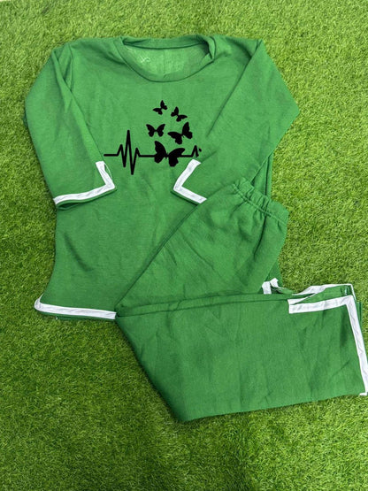 Green Printed Fleece Tracksuit
