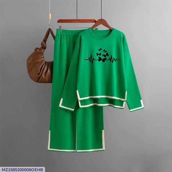 Green Printed Fleece Tracksuit