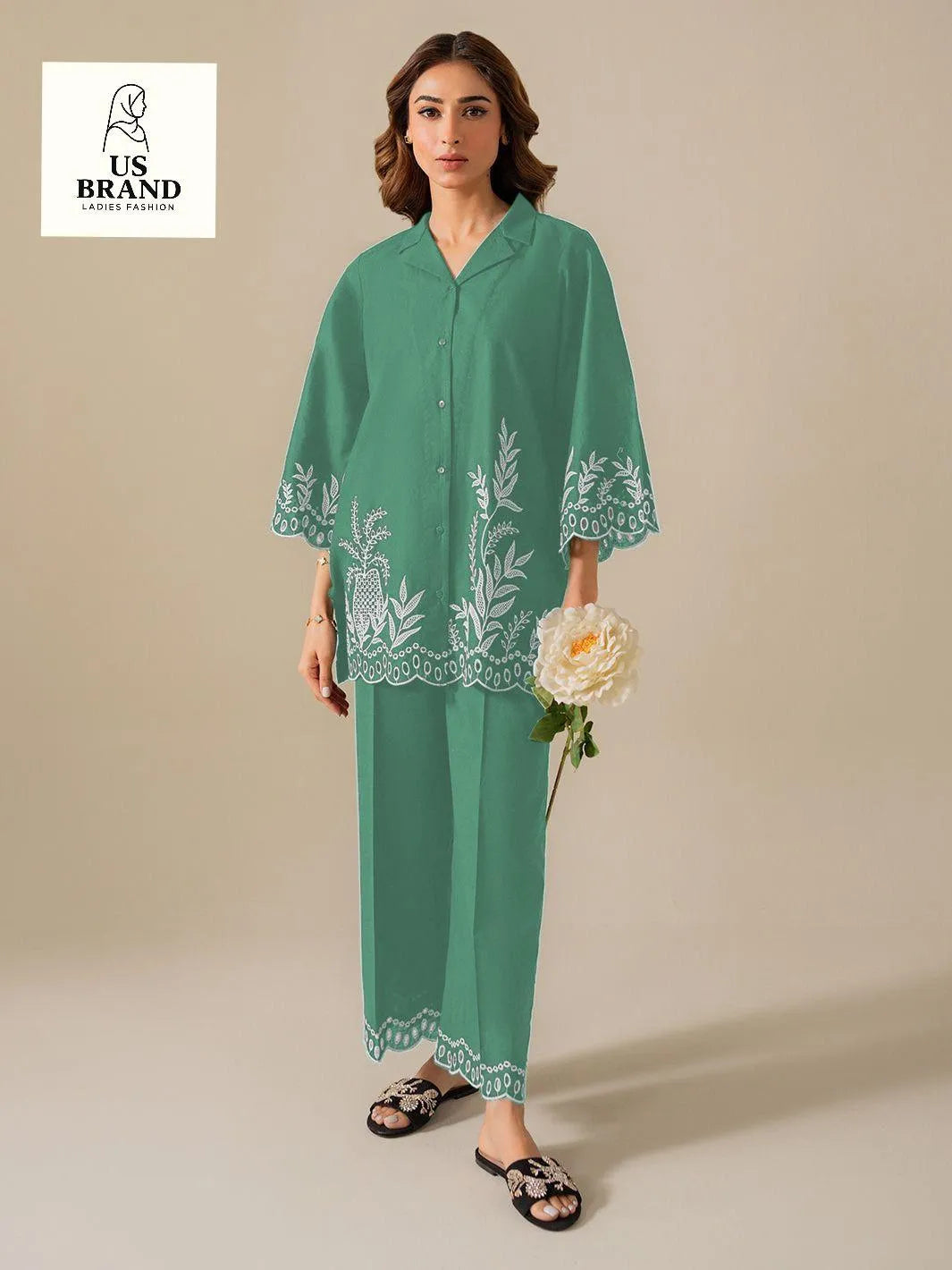 Women's  Stitched Cotton Shirt And Trouser